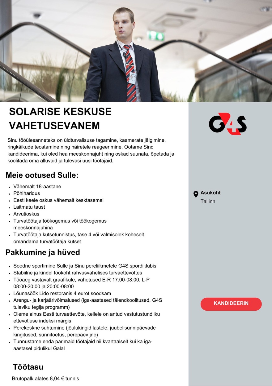 AS G4S Eesti Solarise keskuse vahetusevanem