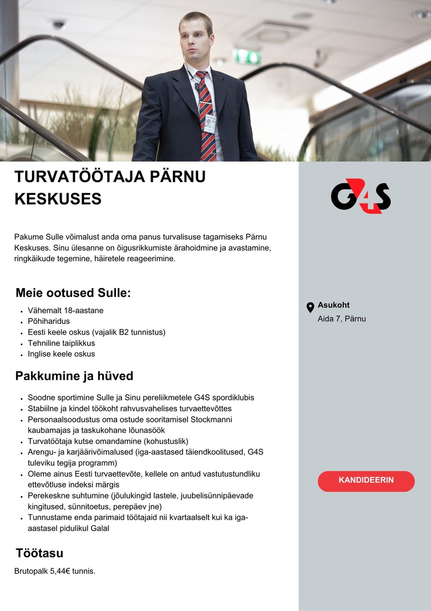 AS G4S Eesti Turvatöötaja Pärnu Keskuses