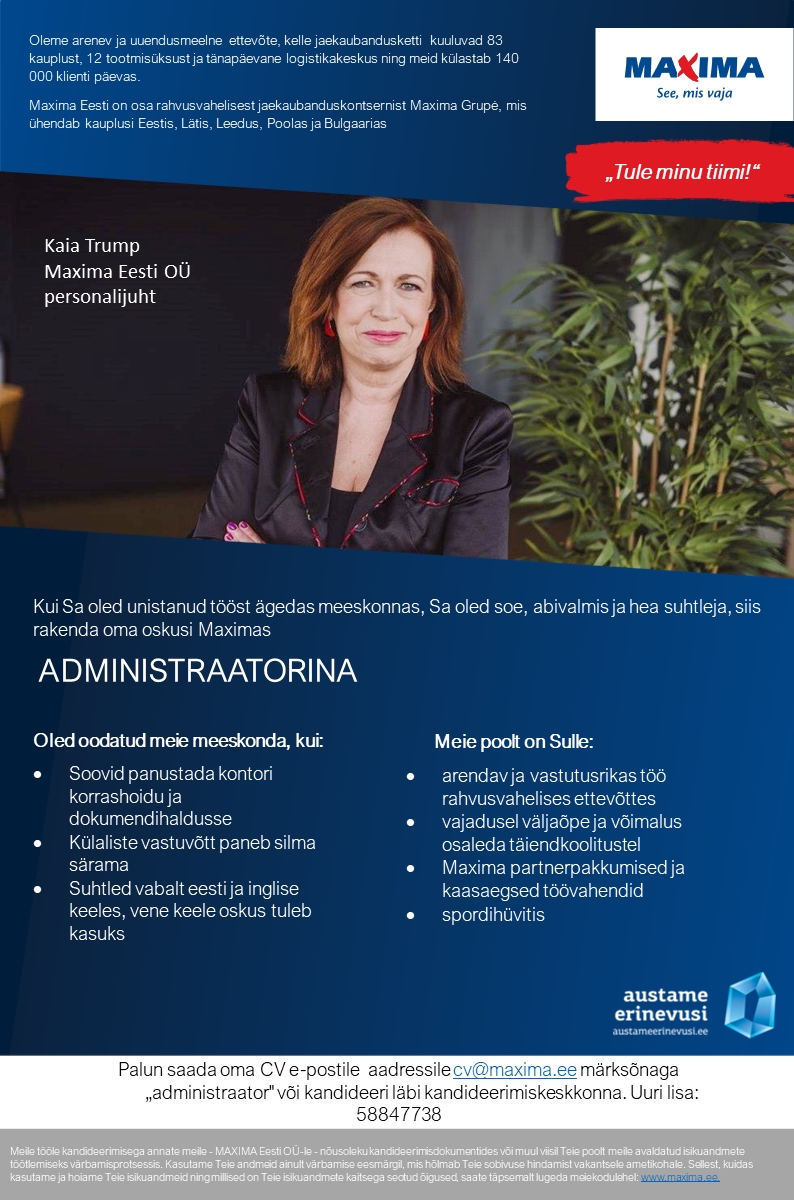 Maxima Eesti OÜ Administraator