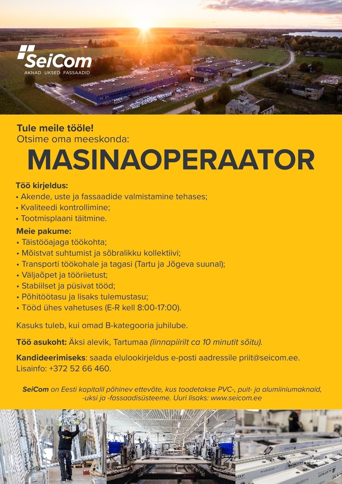 SEICOM OÜ Masinaoperaator