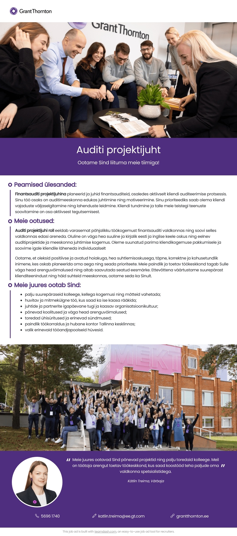 GRANT THORNTON BALTIC OÜ Auditi projektijuht