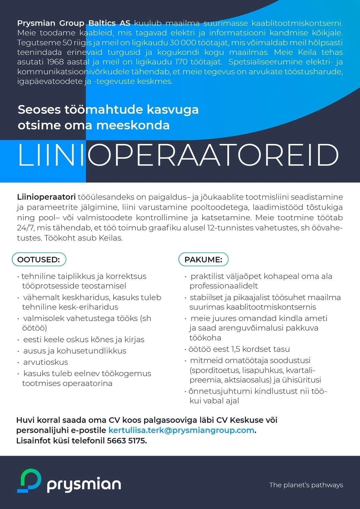 Prysmian Group Baltics AS LIINIOPERAATOR