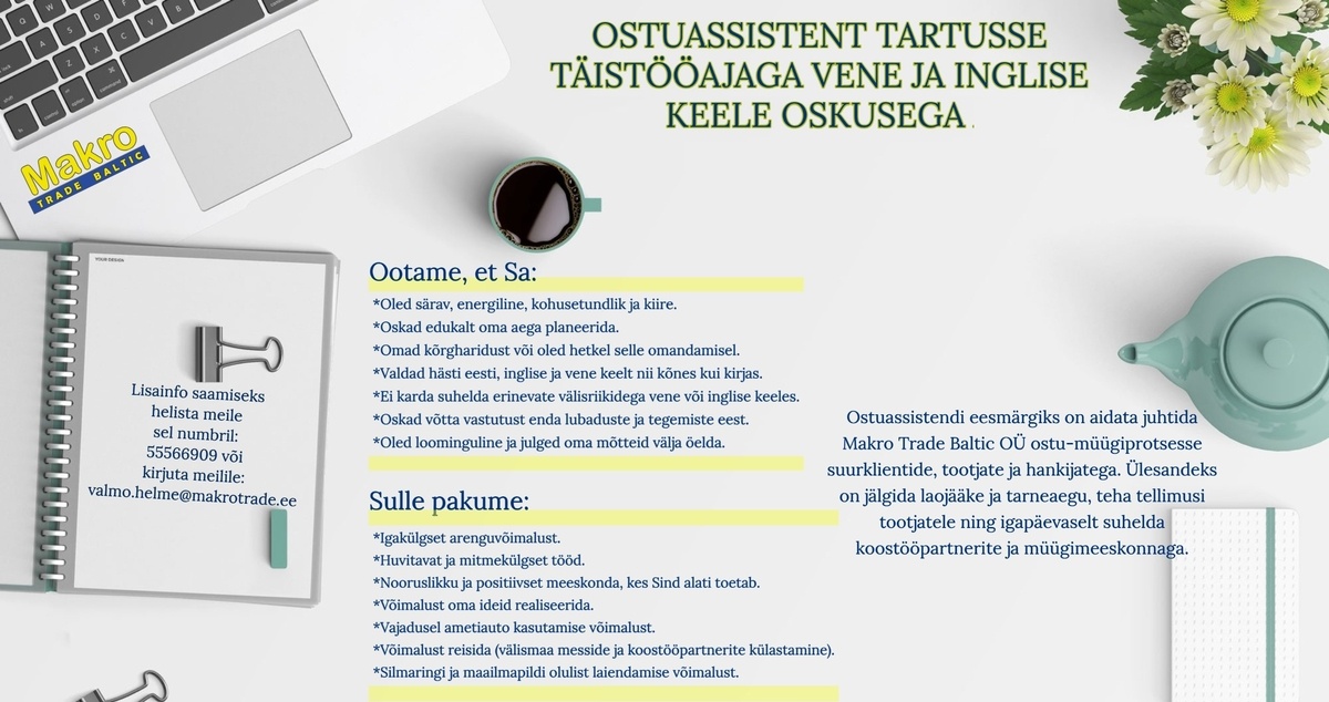 Makro Trade Baltic OÜ Ostujuhi assistent - Tartu