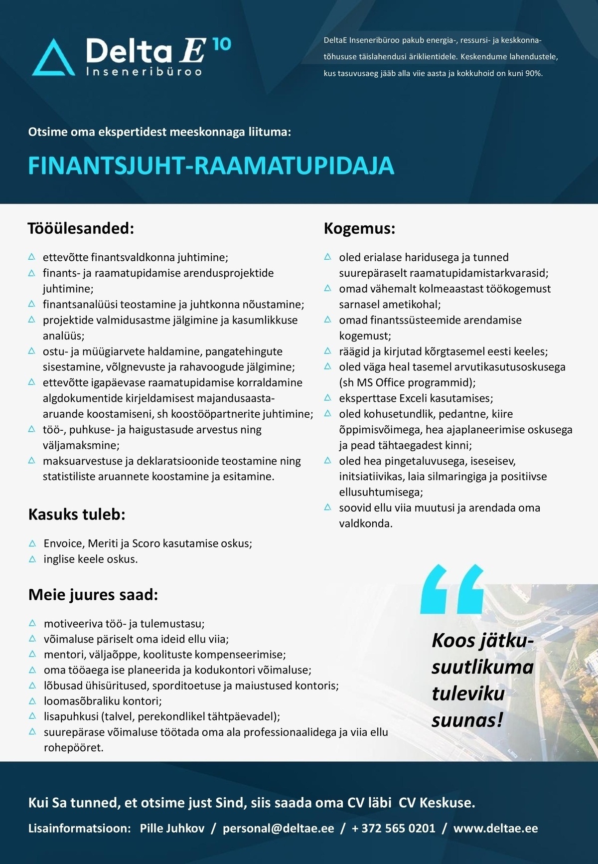 DeltaE Insenerid OÜ Finantsjuht-raamatupidaja