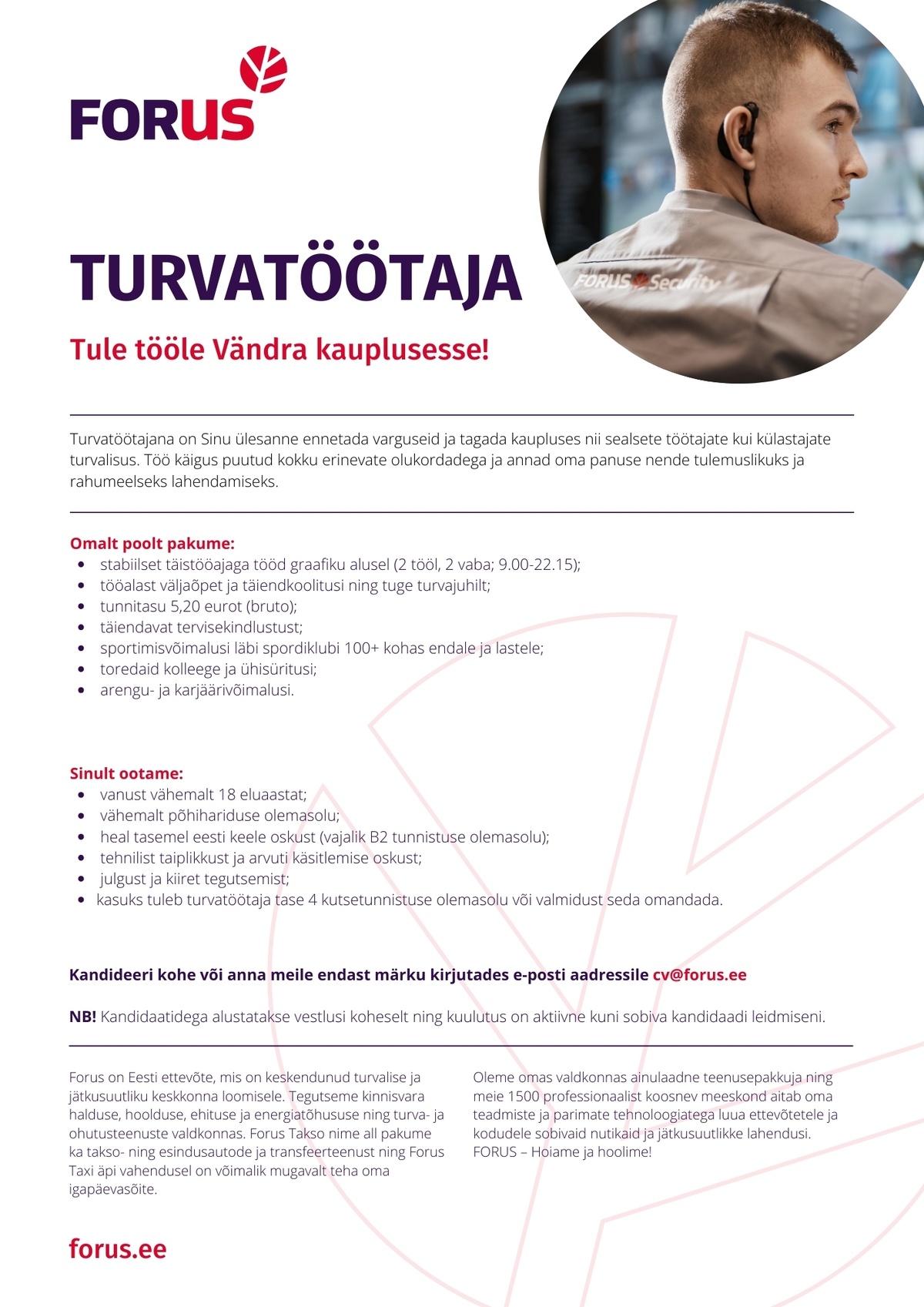 Forus Security AS Turvatöötaja Vändra kaupluses