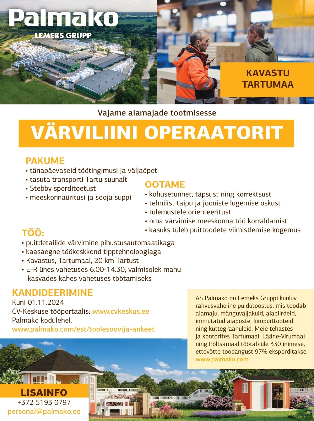 Palmako AS Värviliini operaator (Kavastu tehas)