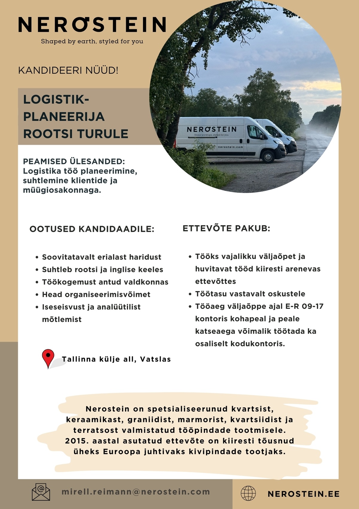 NEROSTEIN OÜ Logistik-planeerija Rootsi turule