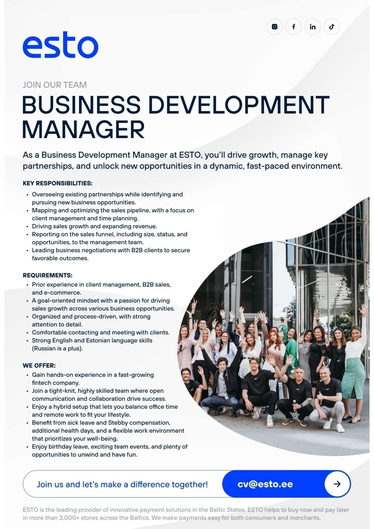 ESTO AS Business Development Manager