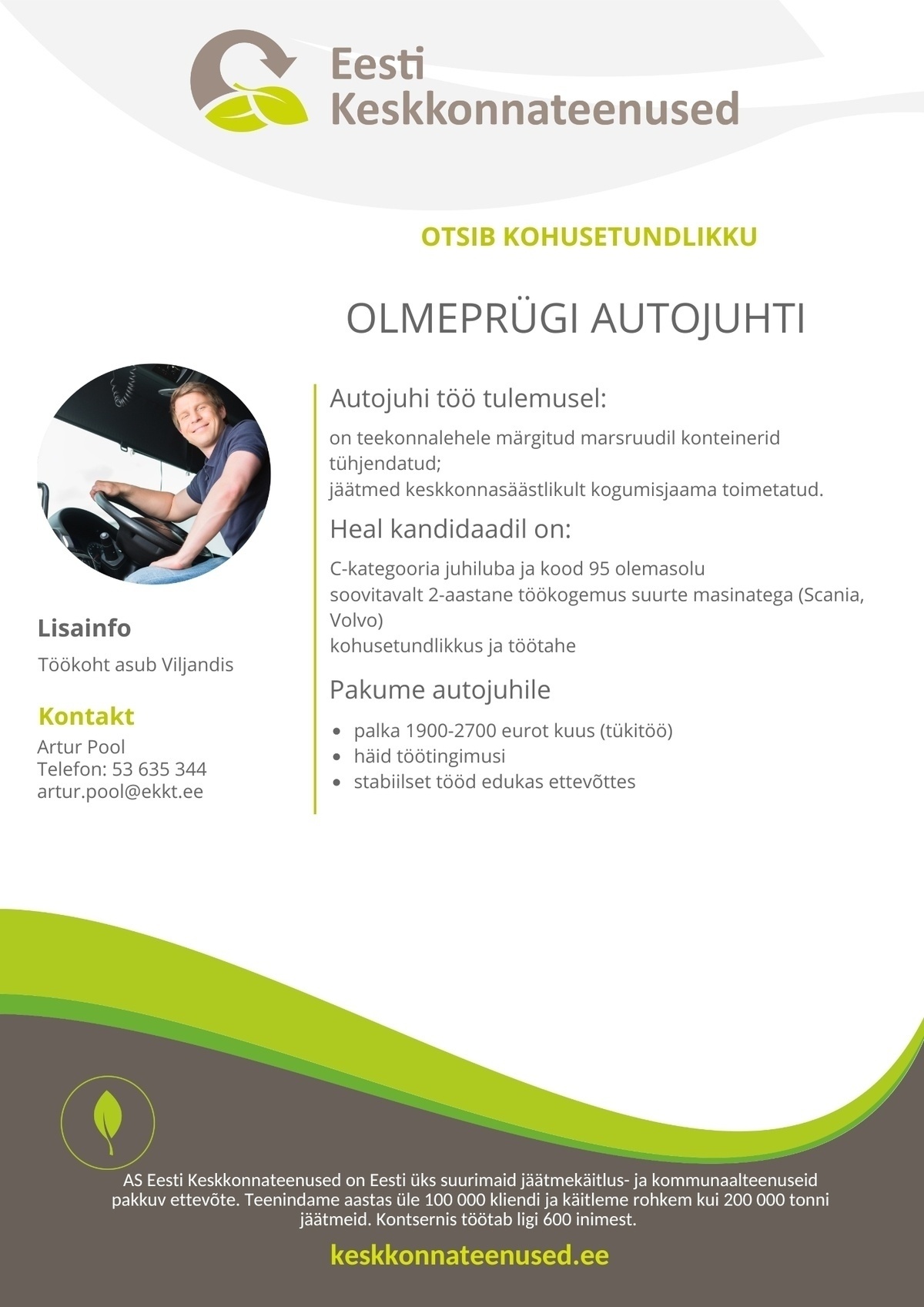 Eesti Keskkonnateenused AS Olmeprügi autojuht