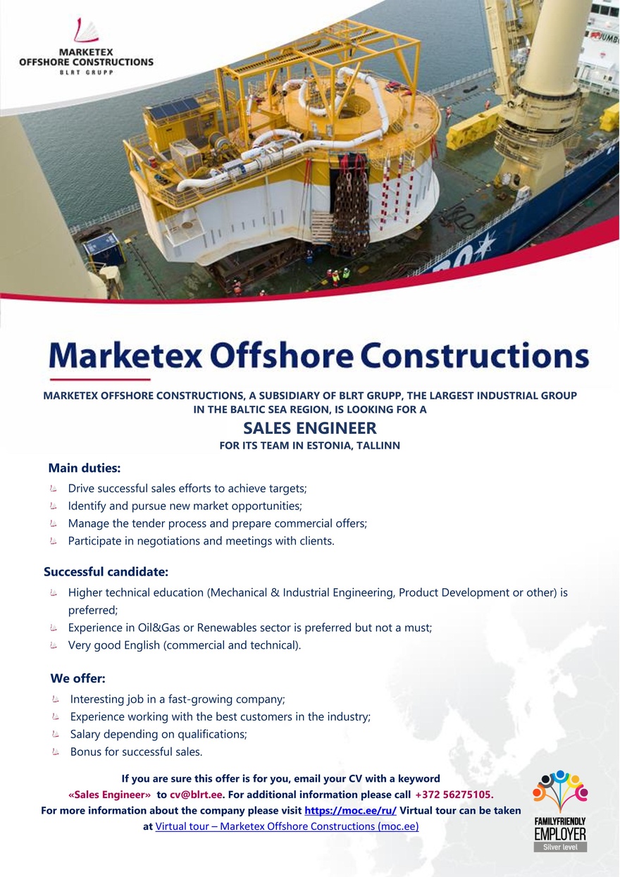 Marketex Offshore Constructions Sales engineer