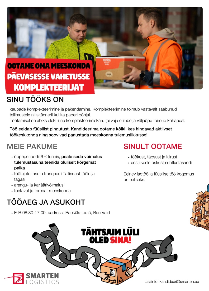 AS Smarten Logistics Päevase vahetuse komplekteerija Assakul