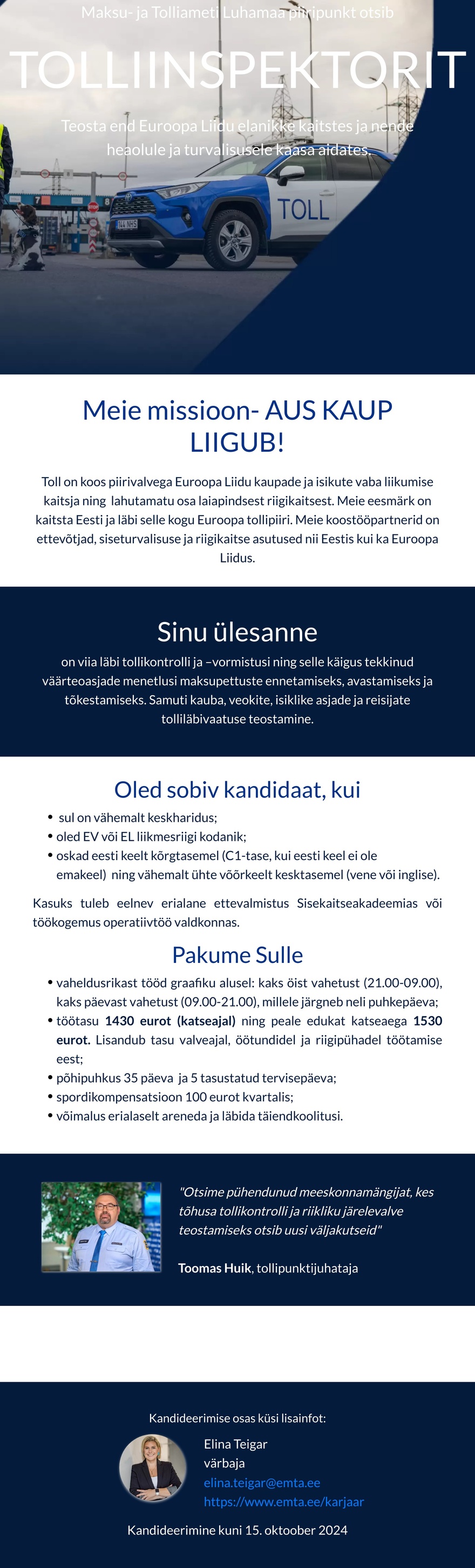 Maksu- ja Tolliamet Tolliinspektor (Luhamaa piiripunkt)