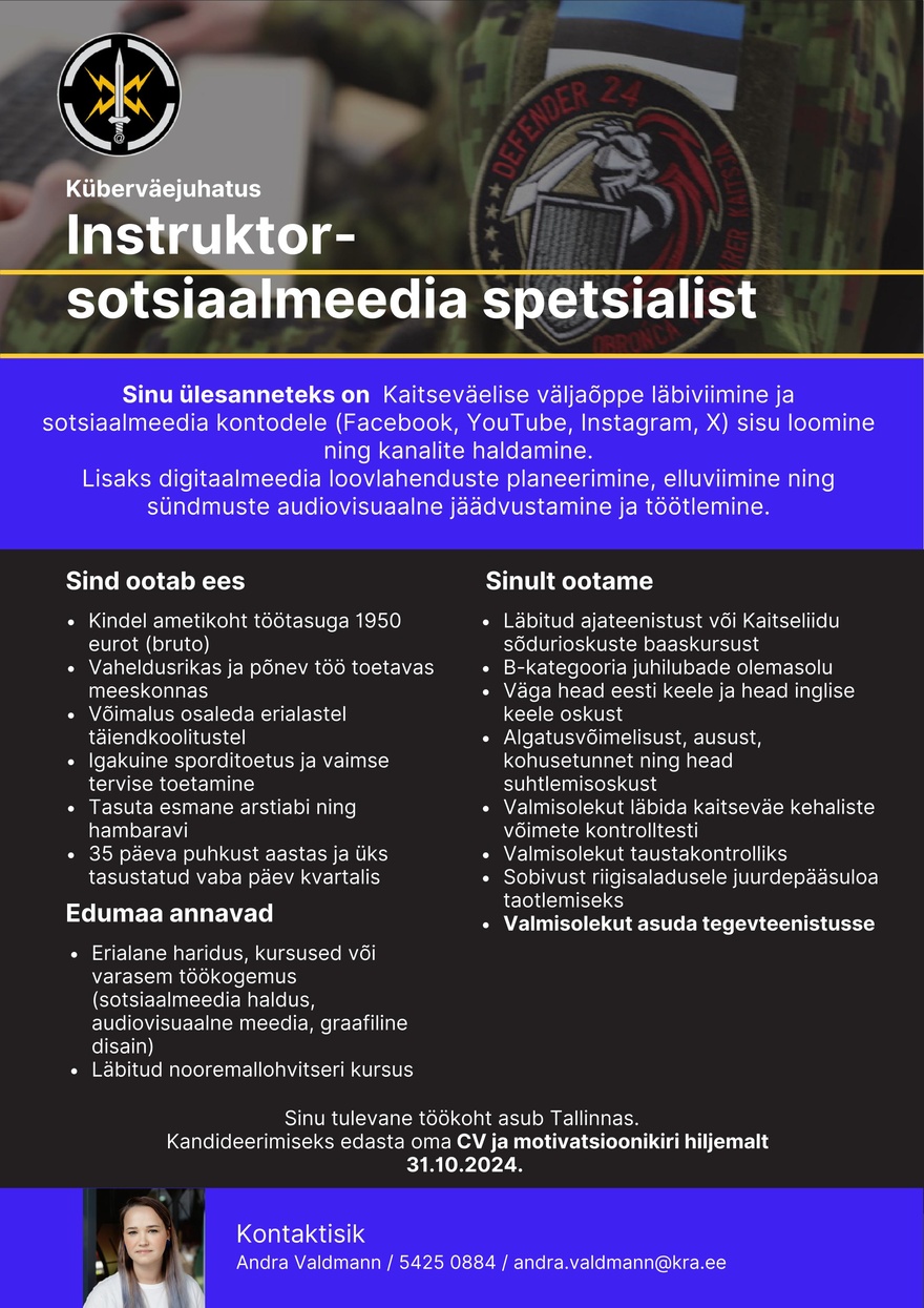 Küberväejuhatus Instruktor- sotsiaalmeedia spetsialist