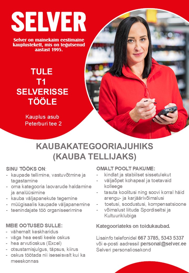 Selver Kaubakategooriajuht (kauba tellija) T1 Selveris