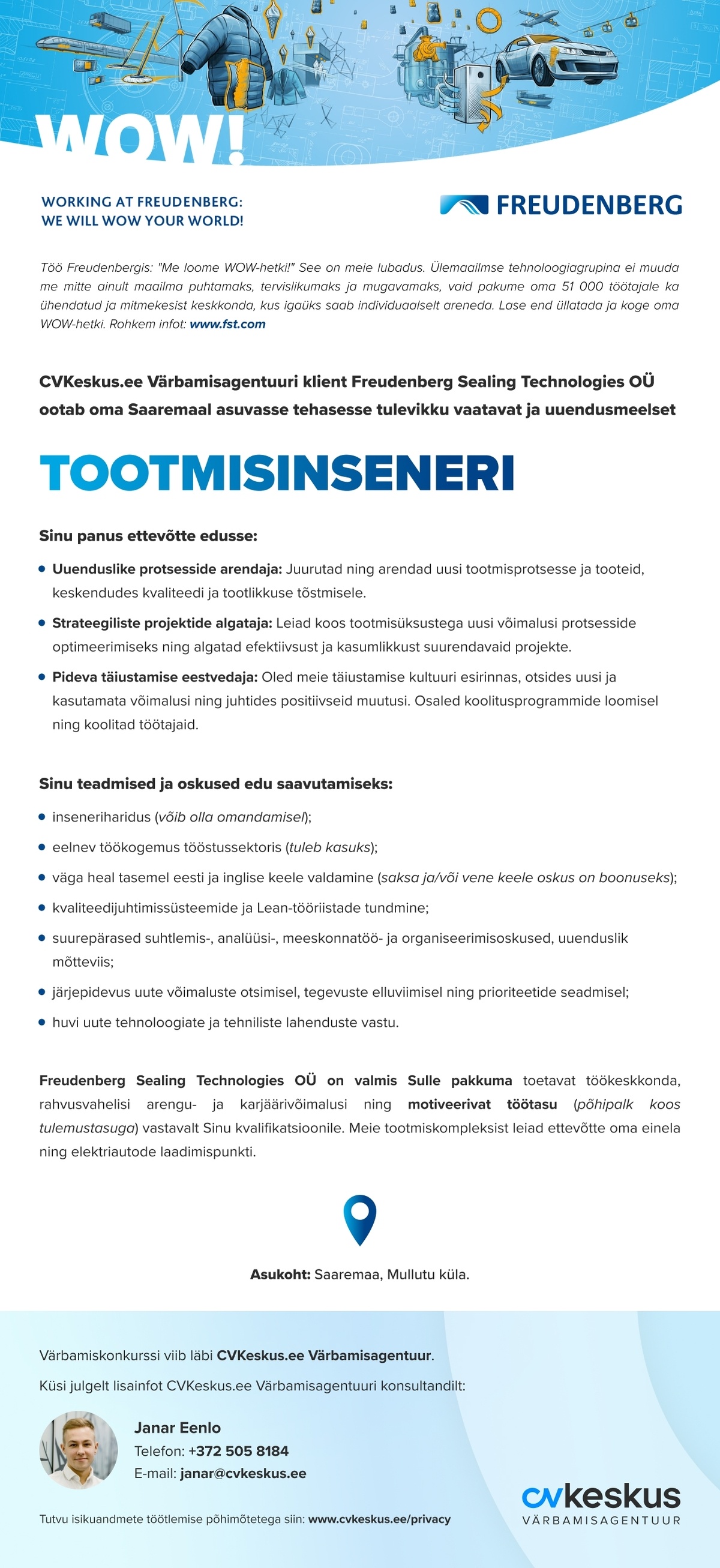 Freudenberg Sealing Technologies OÜ TOOTMISINSENER