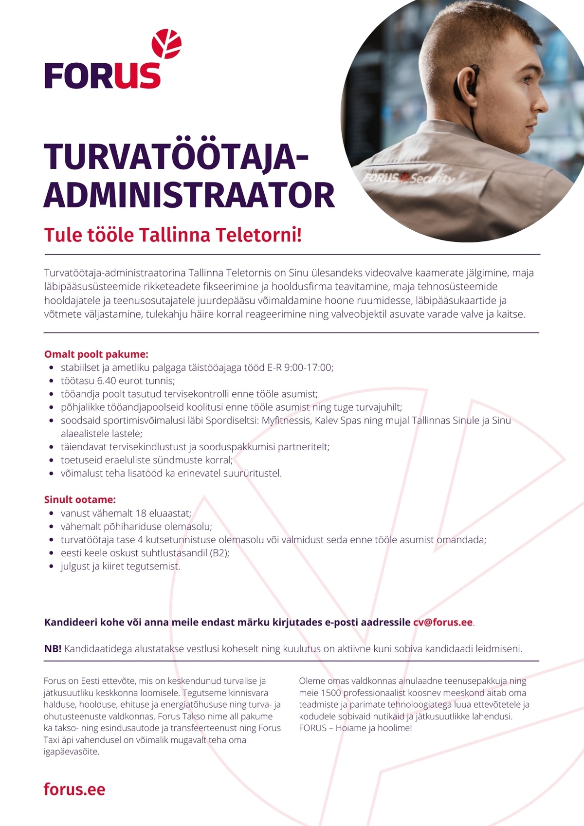 Forus Security AS Turvatöötaja/administraator Teletornis