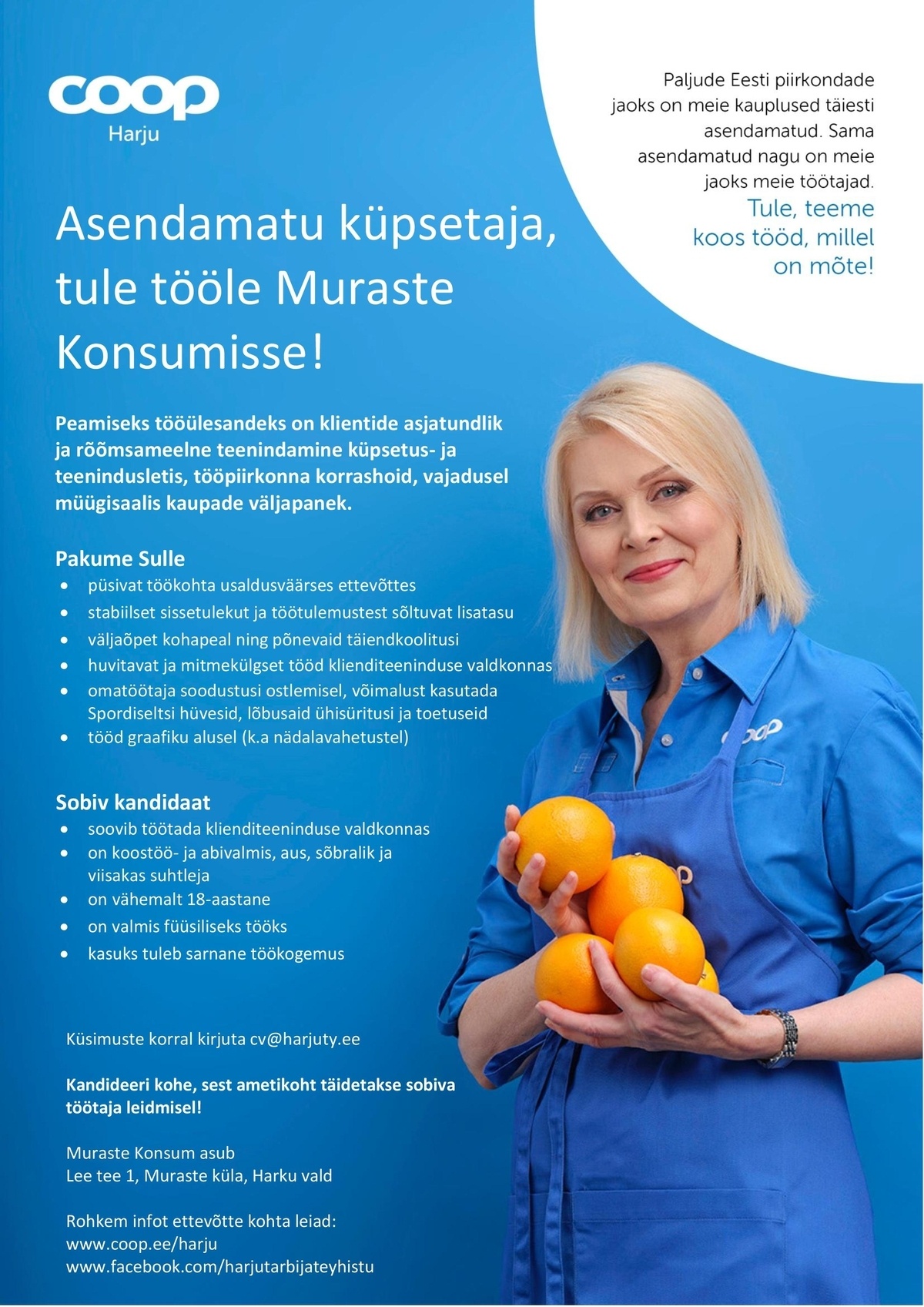 Harju TÜ Küpsetaja Muraste Konsumisse (Coop Harju)