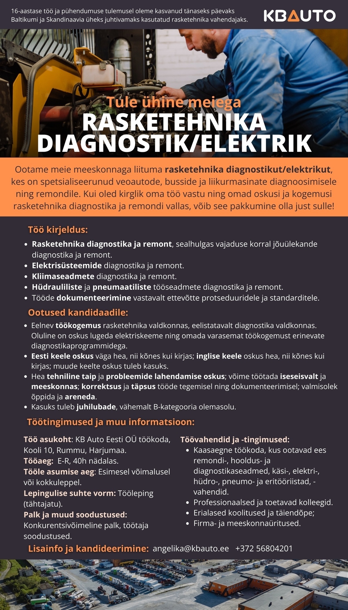 KB AUTO EESTI OÜ Rasketehnika diagnostik/ elektrik