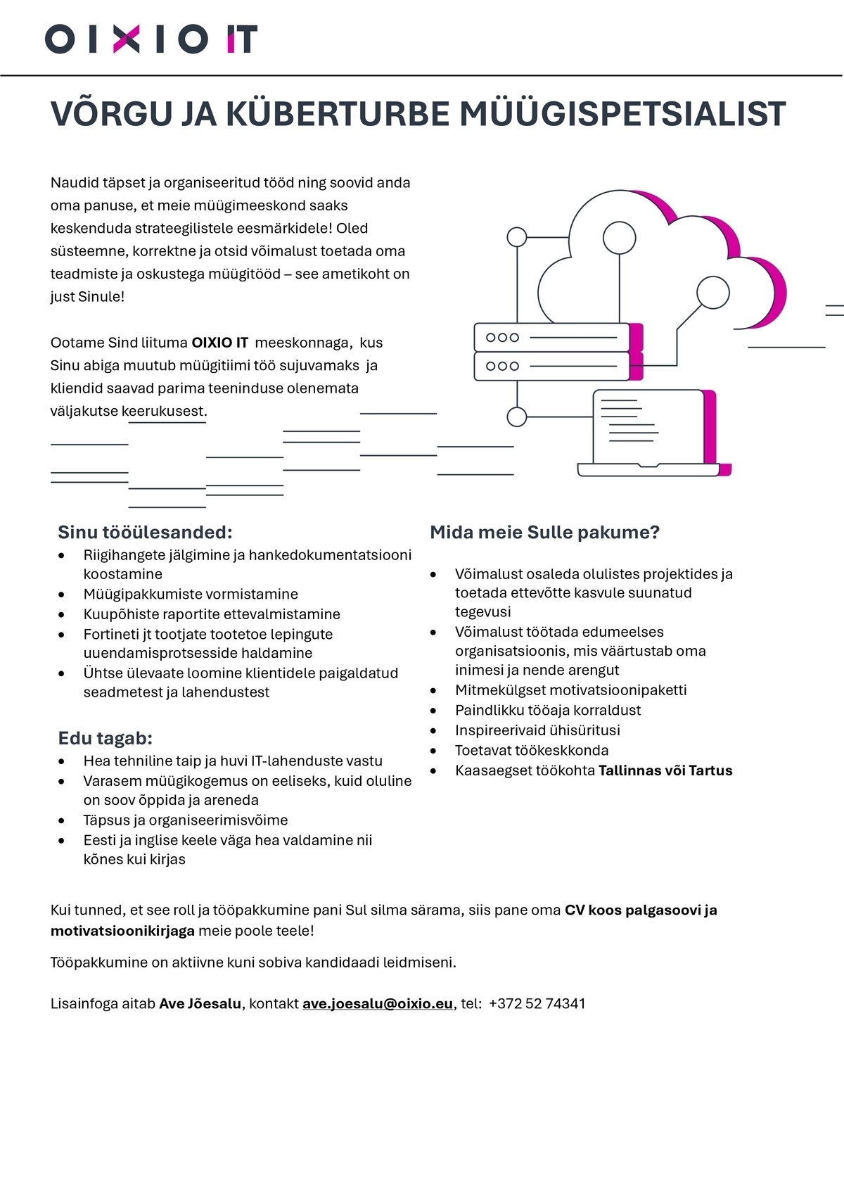 OIXIO IT AS Võrgu ja küberturbe müügispetsialist
