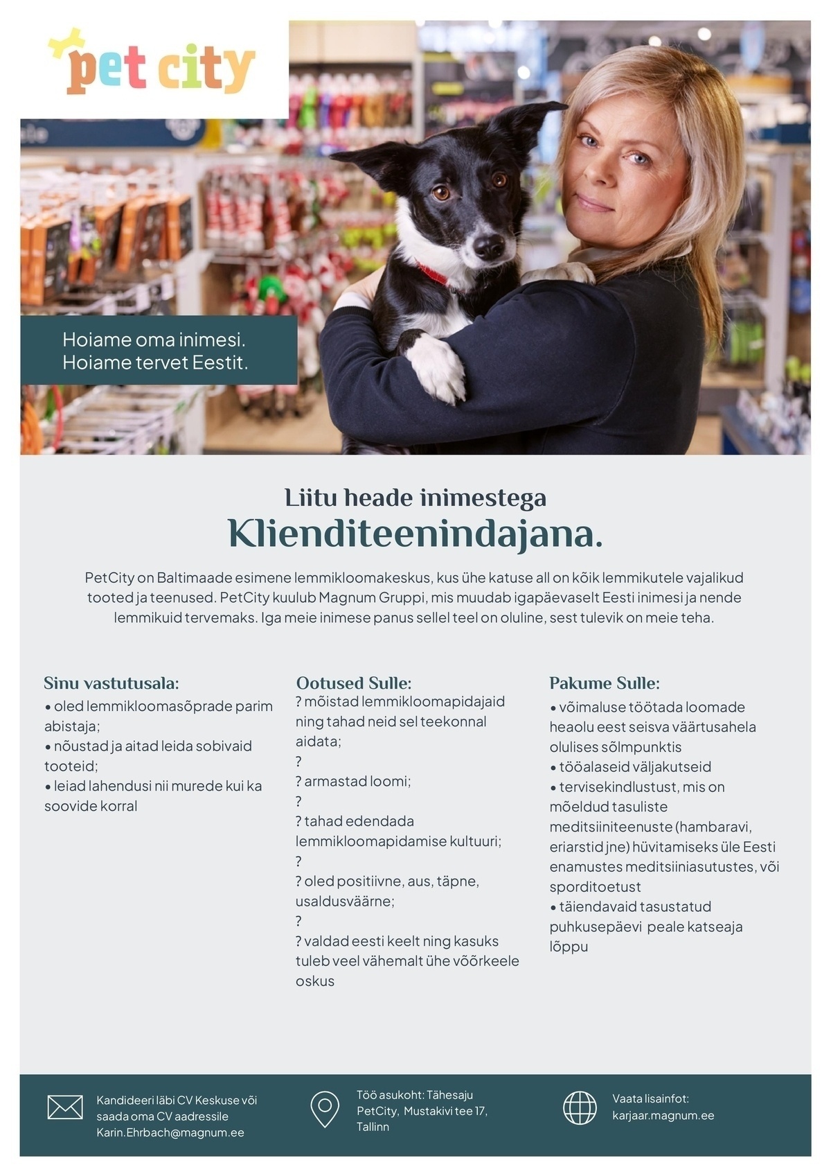 Pet City OÜ Otsime loomasõbralikku klienditeenindajat Tähesaju PetCitysse!