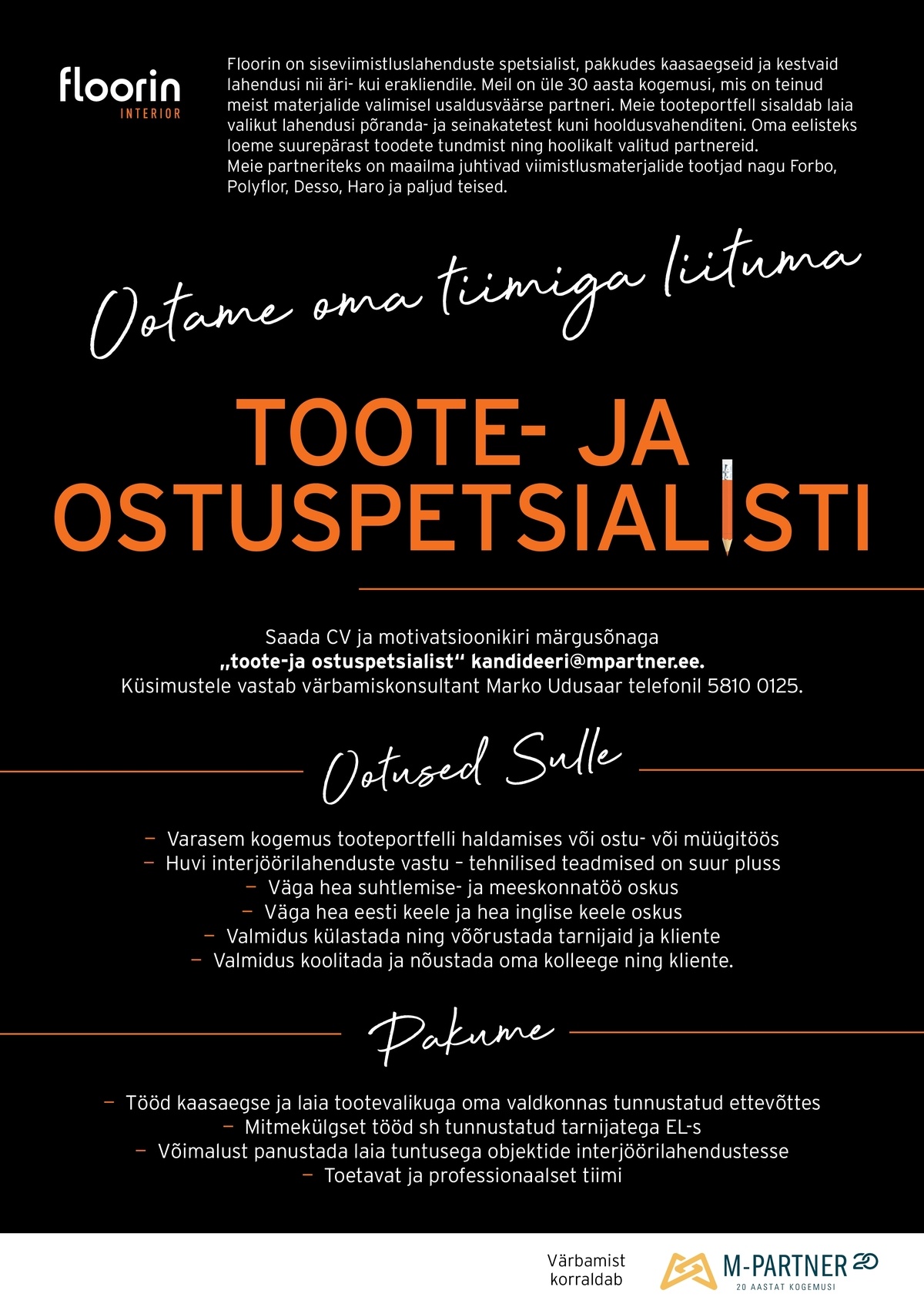 M-Partner HR OÜ Toote-ja ostuspetsialist