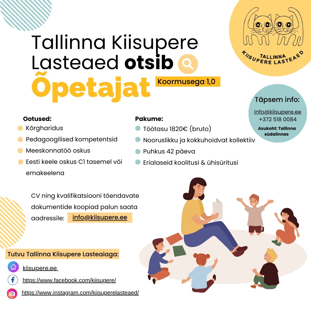 Tallinna Kiisupere Lasteaed Lasteaiaõpetaja