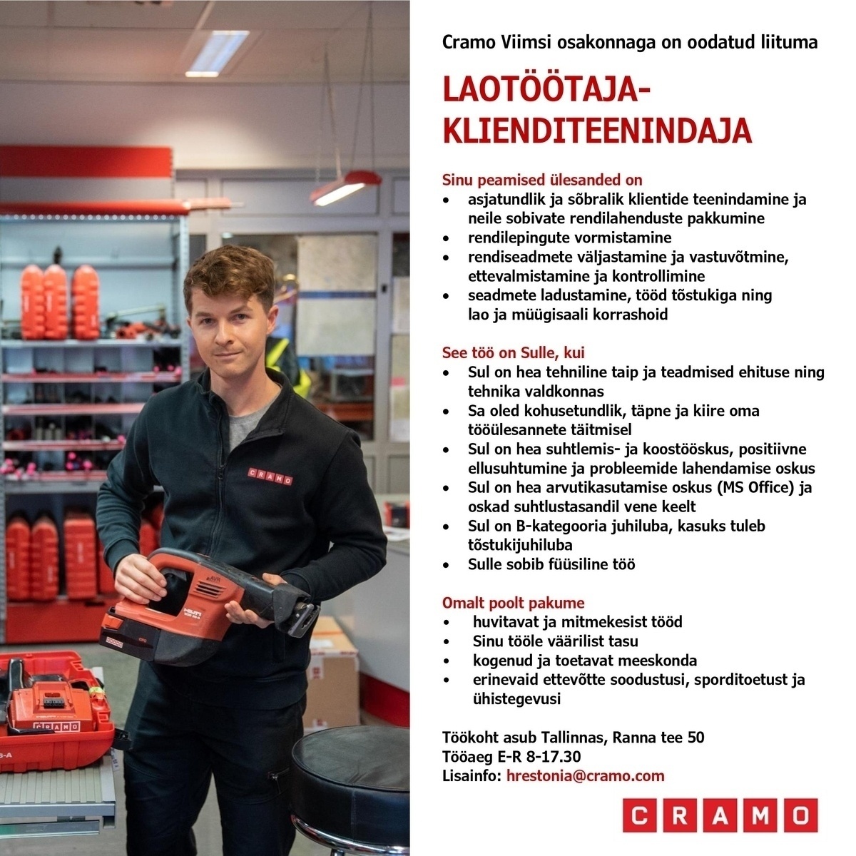 Cramo Estonia AS Laotöötaja-klienditeenindaja