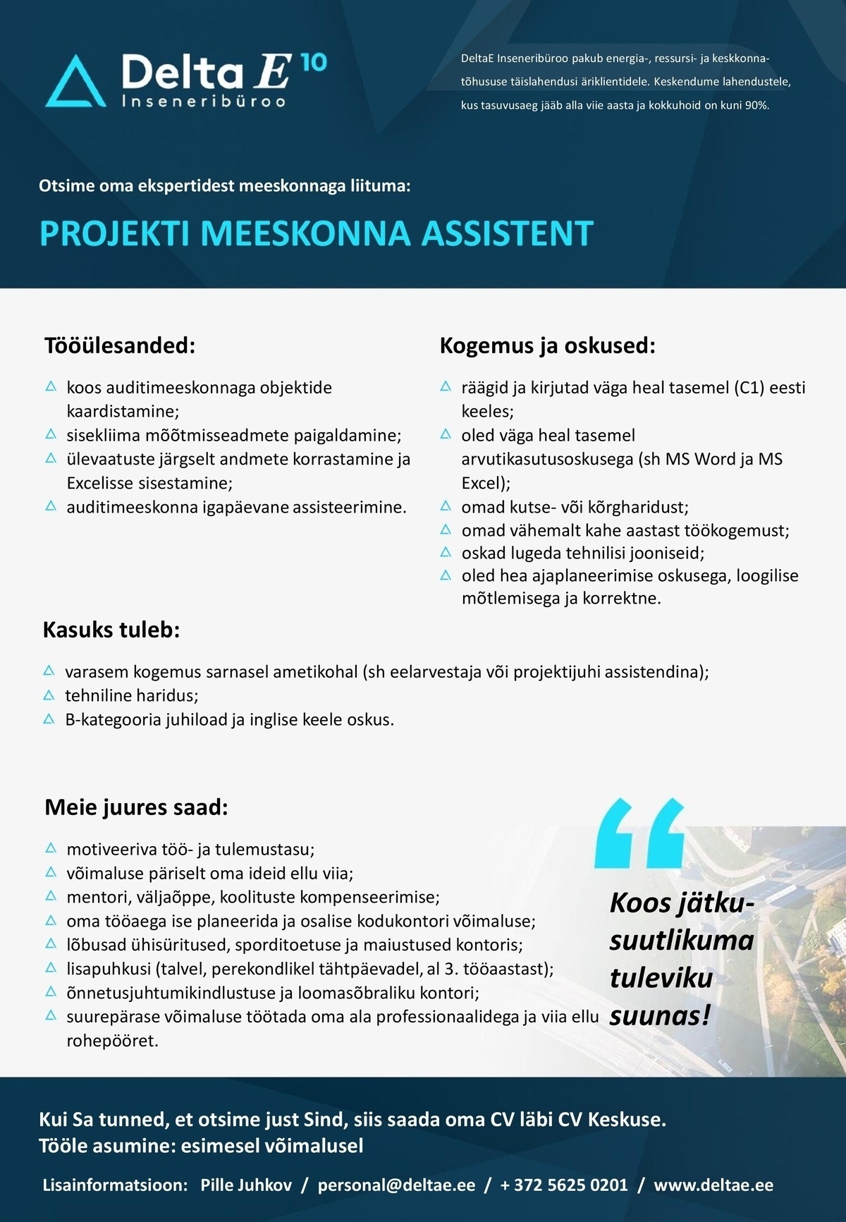 DeltaE Insenerid OÜ Projekti meeskonna assistent