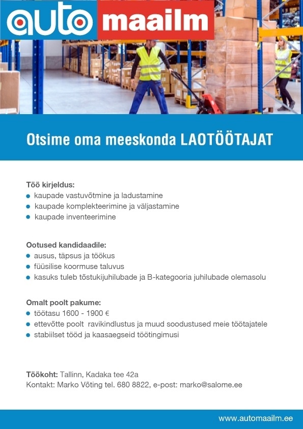 Salome Auto AS LAOTÖÖTAJA