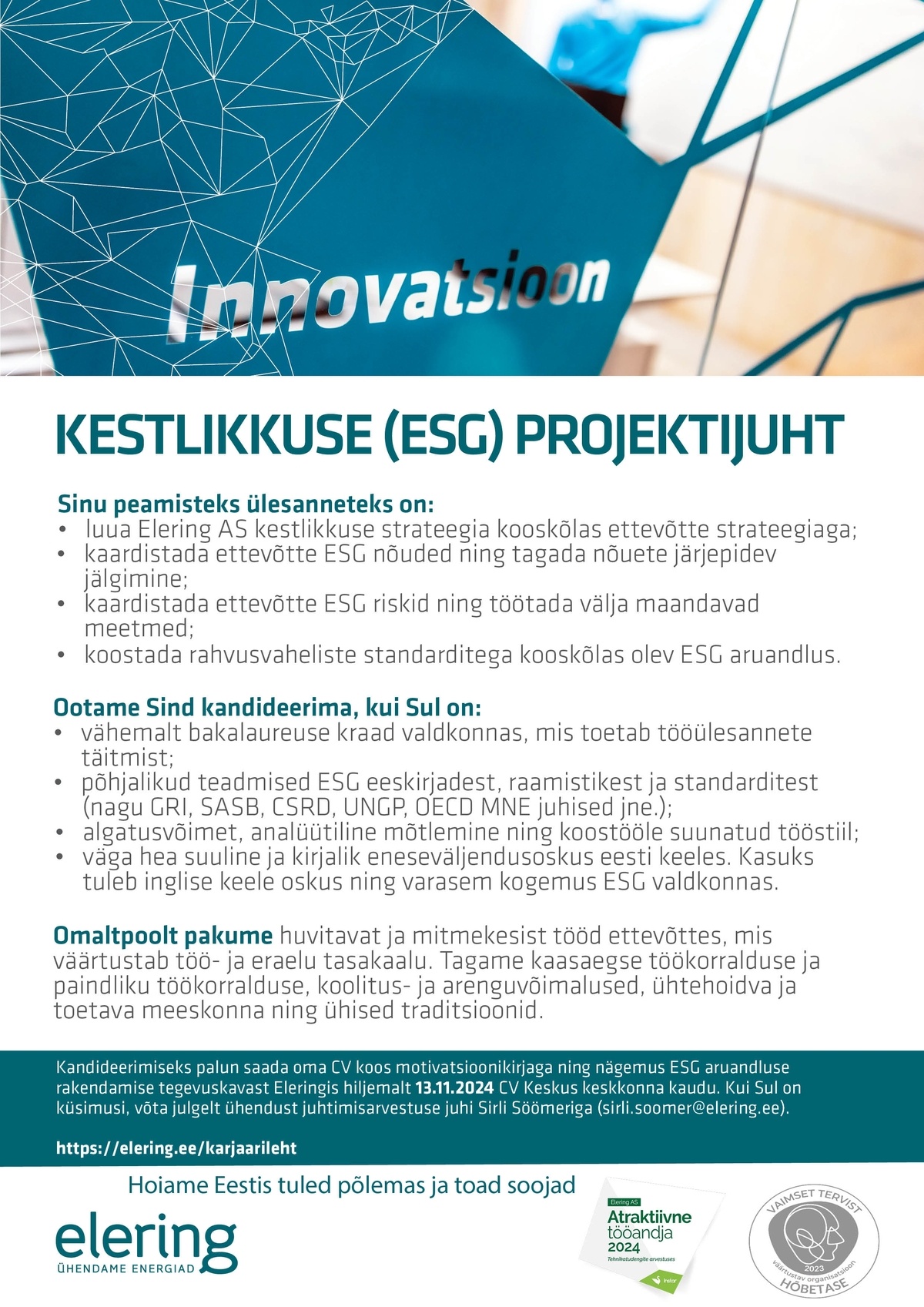 ELERING AS Kestlikkus (ESG) projektijuht