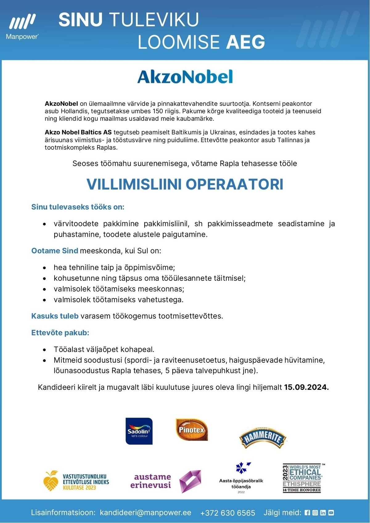 Manpower OÜ VILLIMISLIINI OPERAATOR