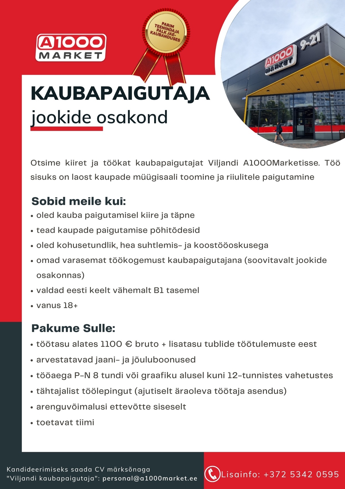 A1M OÜ - A1000Market Kaubapaigutaja (jookide osakond)