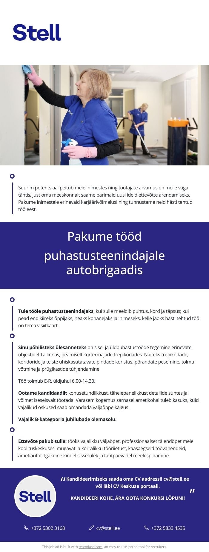 Stell Eesti AS Puhastusteenindaja autobrigaadis