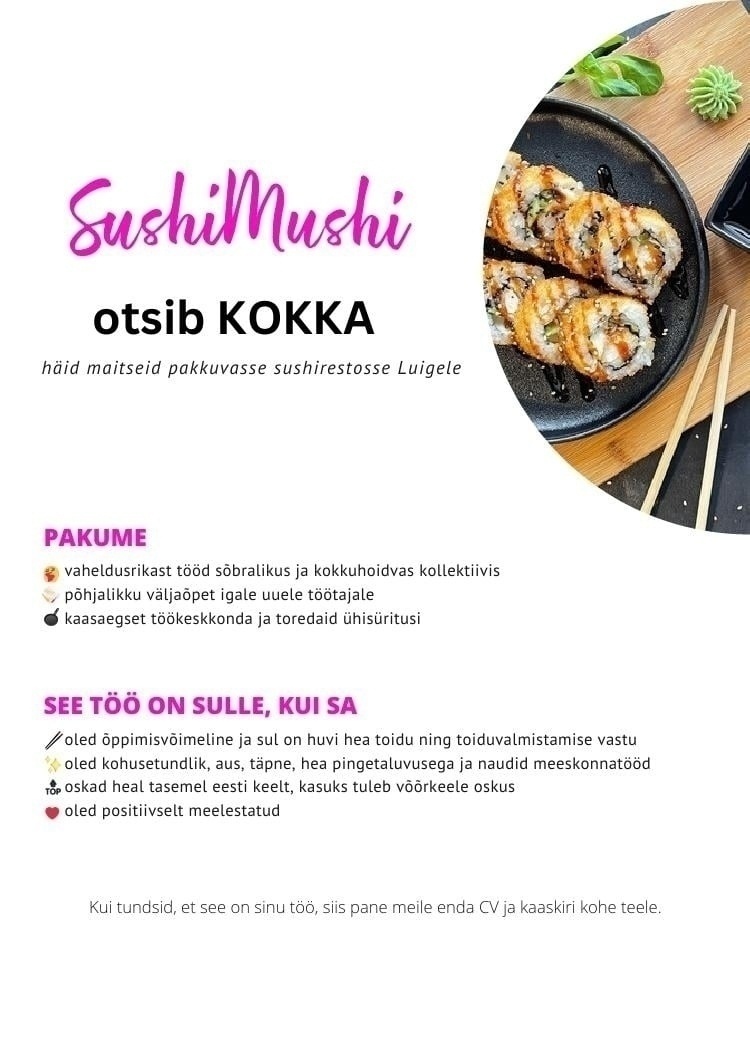 OÜ Riisipall Kokk SushiMushi kohvikus