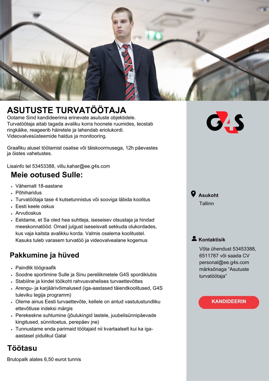 AS G4S Eesti Asutuste turvatöötaja