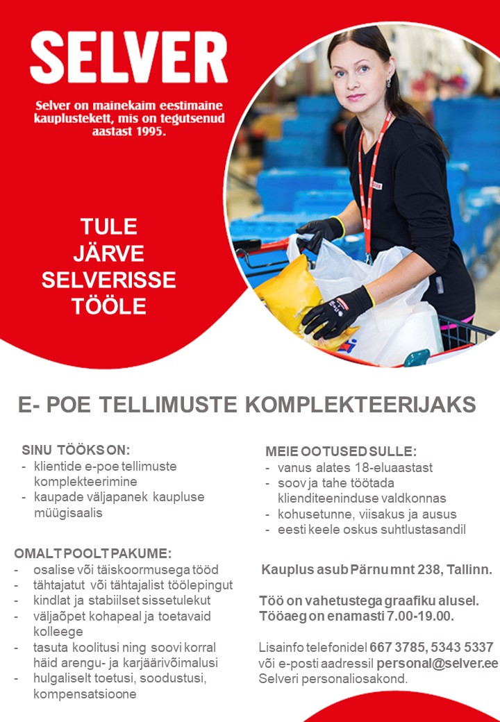 Selver E-poe tellimuste komplekteerija Järve Selveris