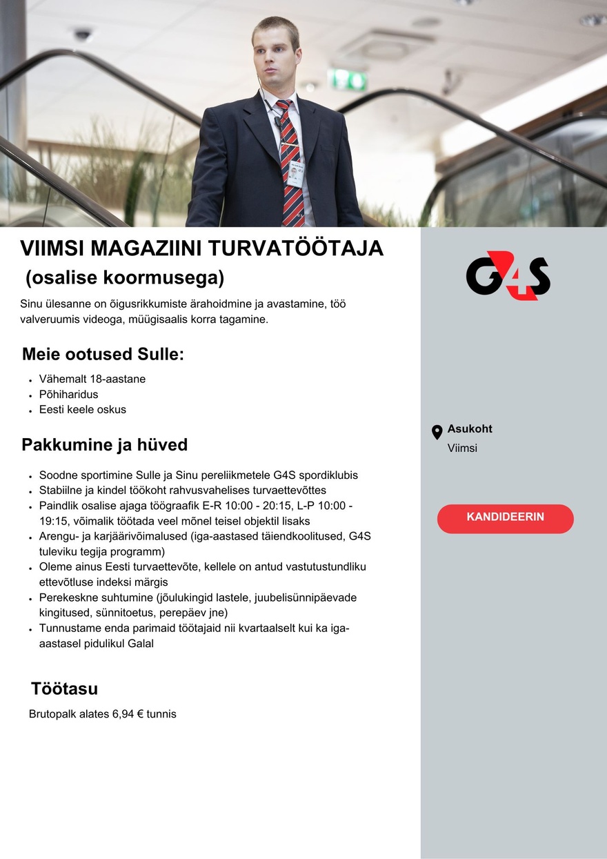 AS G4S Eesti Viimsi Magaziini turvatöötaja