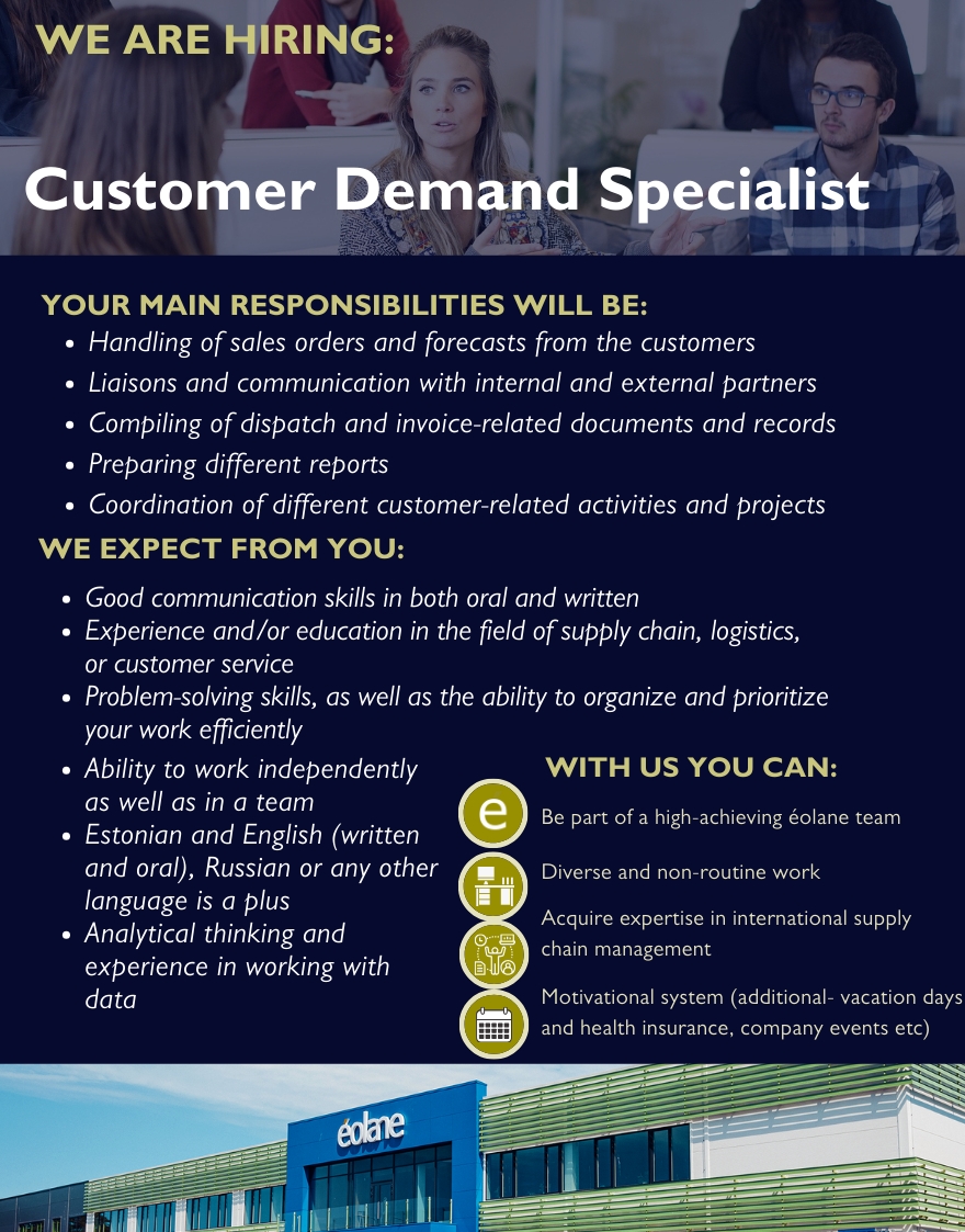 éolane Tallinn AS Customer Demand Specialist