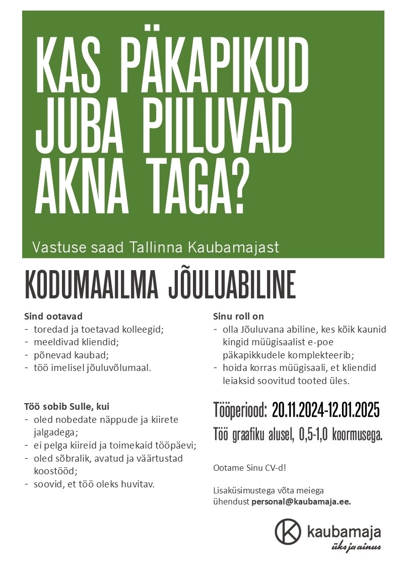 Kaubamaja Kodumaailma jõuluabiline