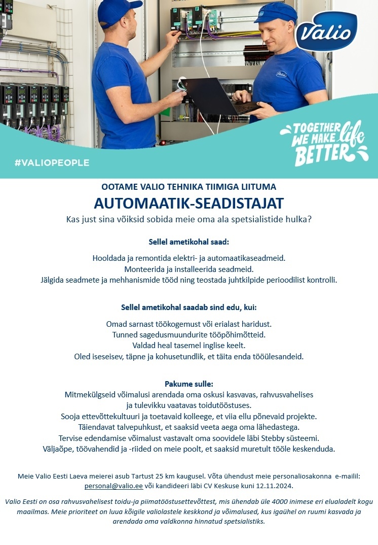 Valio Eesti AS Automaatik-seadistaja