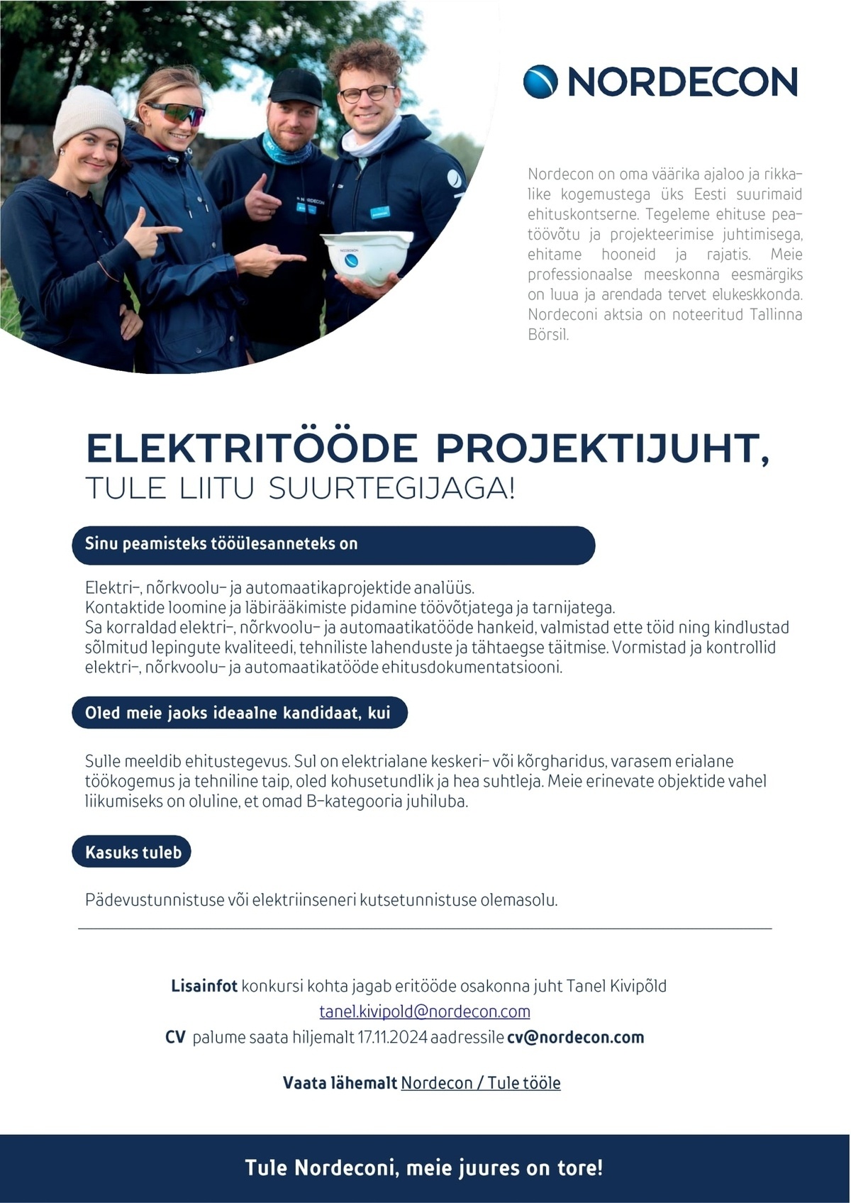 NORDECON AS ELEKTRITÖÖDE PROJEKTIJUHT