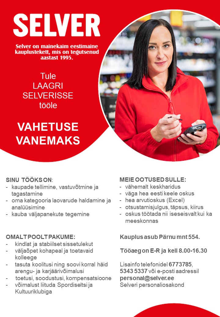 Selver Vahetuse vanem Laagri Selveris