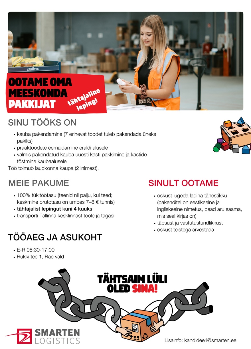 AS Smarten Logistics Kleepija-Pakkija tähtajaline