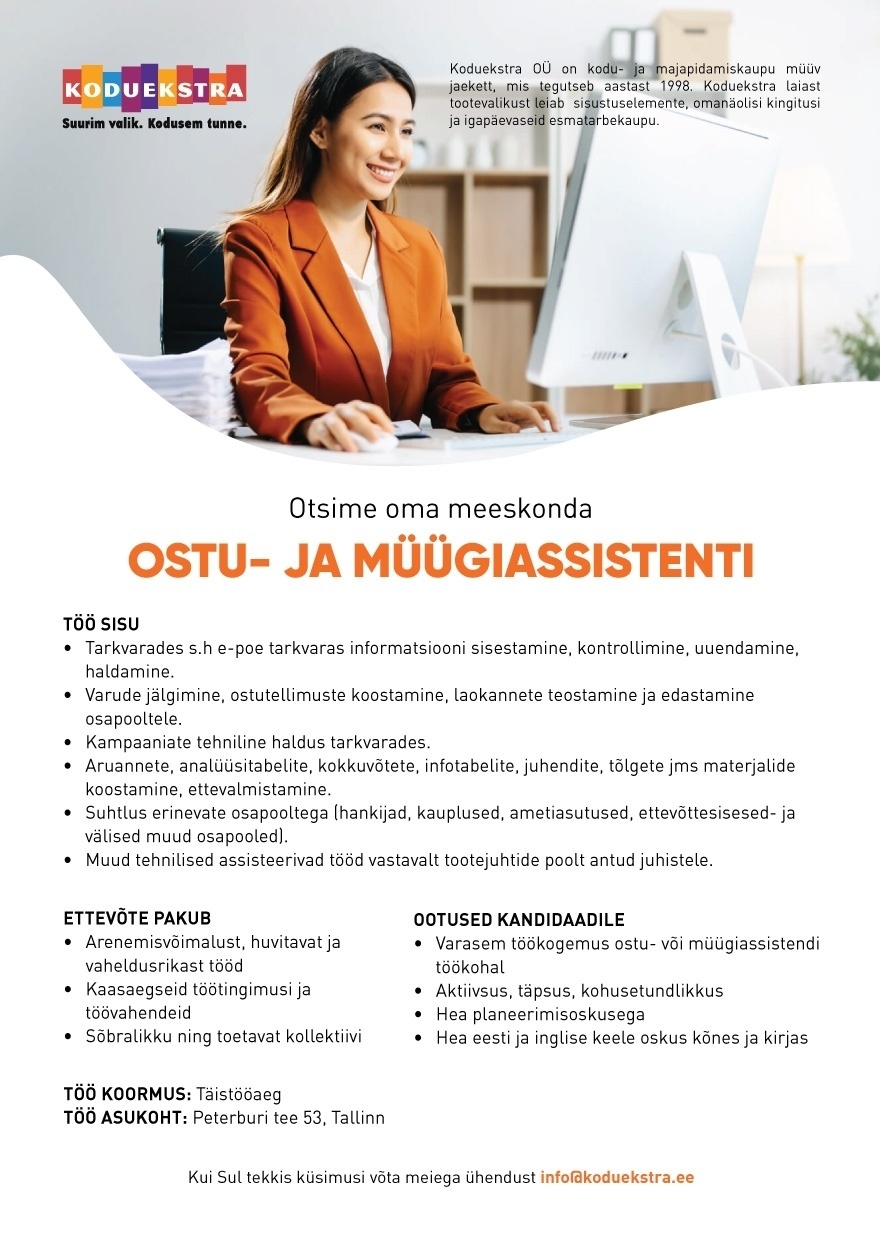 Koduekstra OÜ Ostu-ja müügiassistent