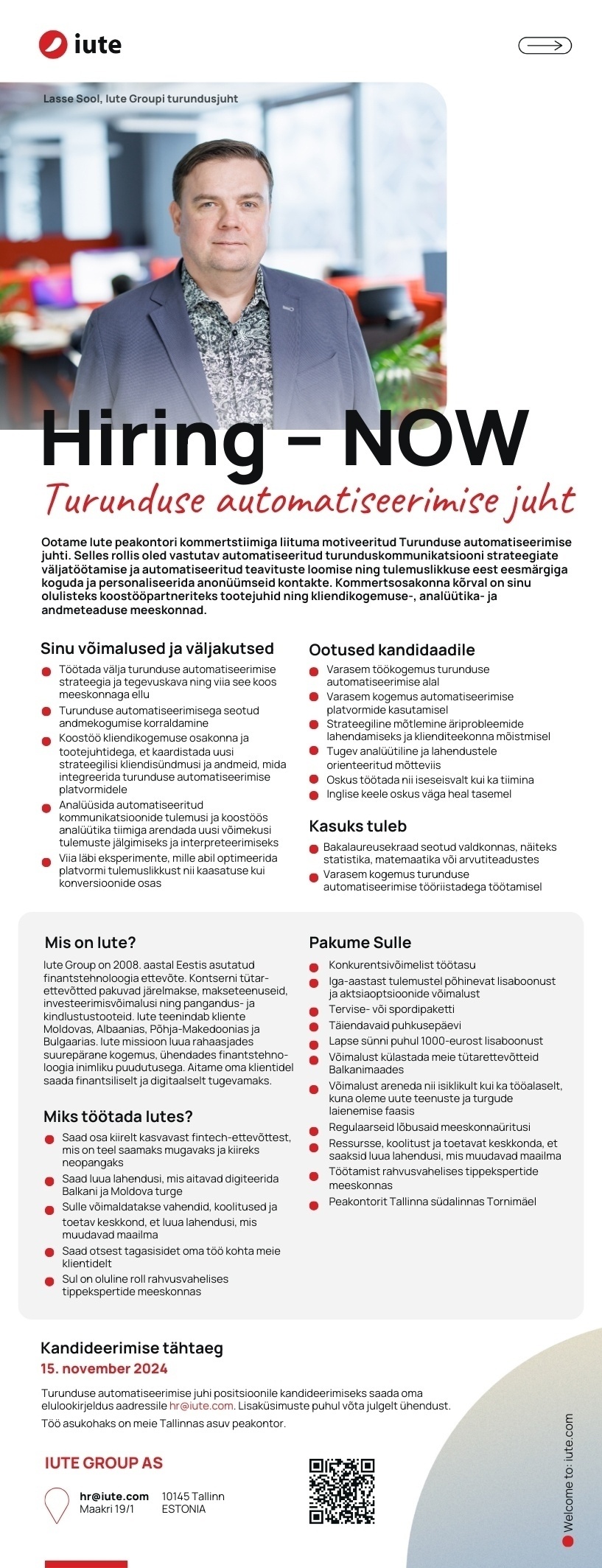 IUTE GROUP AS Turunduse automatiseerimise juht