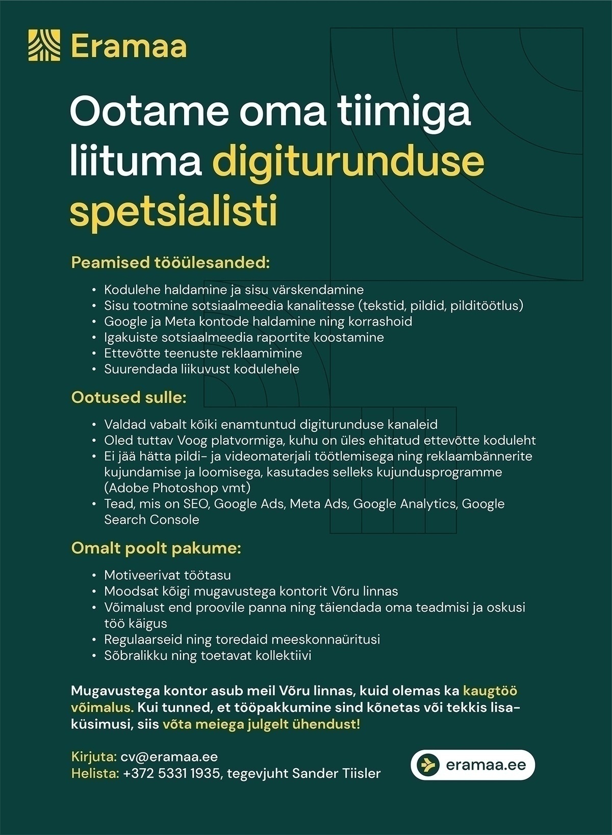 Eramaa OÜ Digiturunduse spetsialist