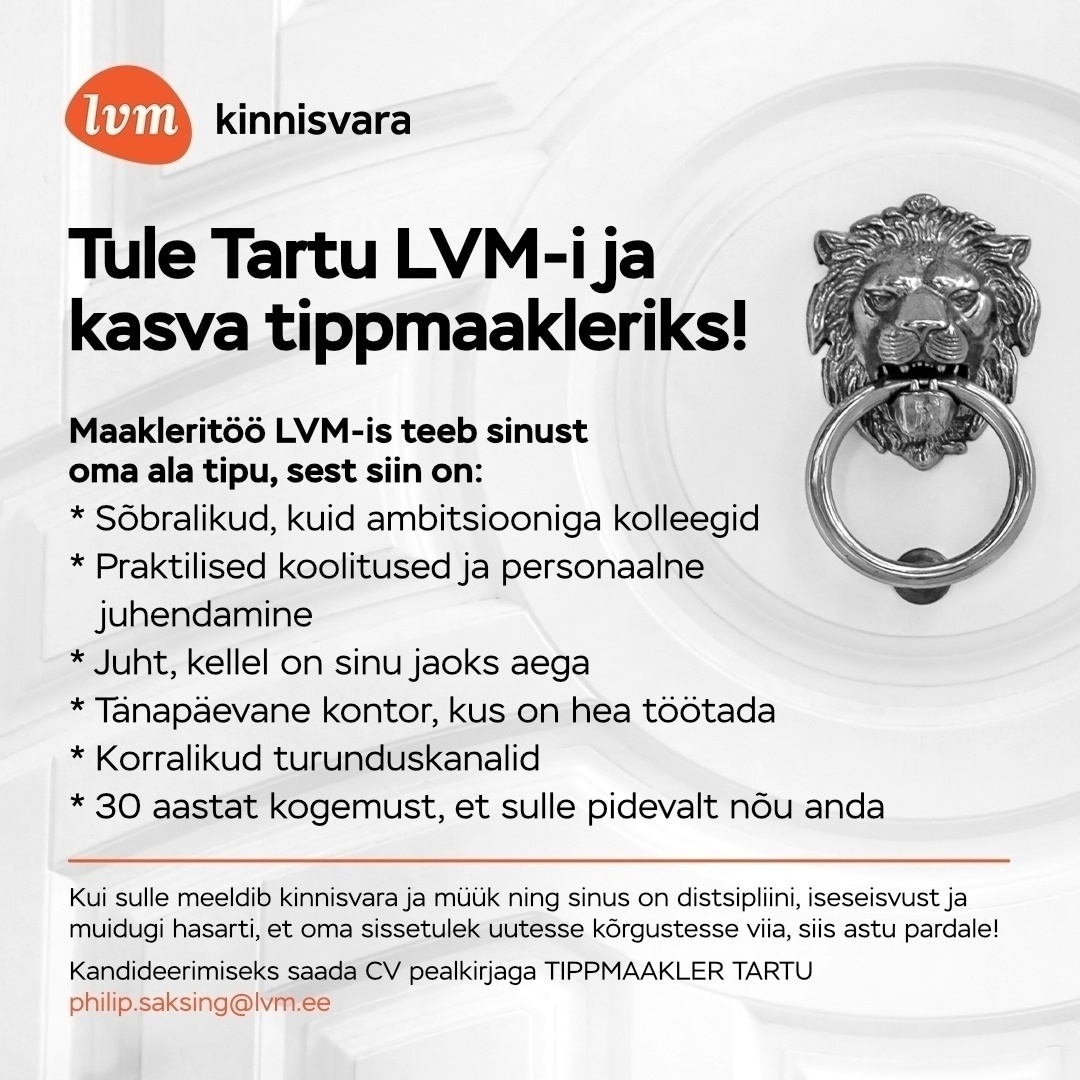 LVM Kinnisvara Tartu OÜ Kinnisvaramaakler