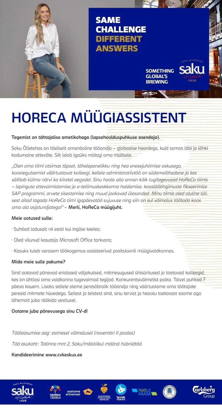 Saku Õlletehase AS Horeca müügiassistent