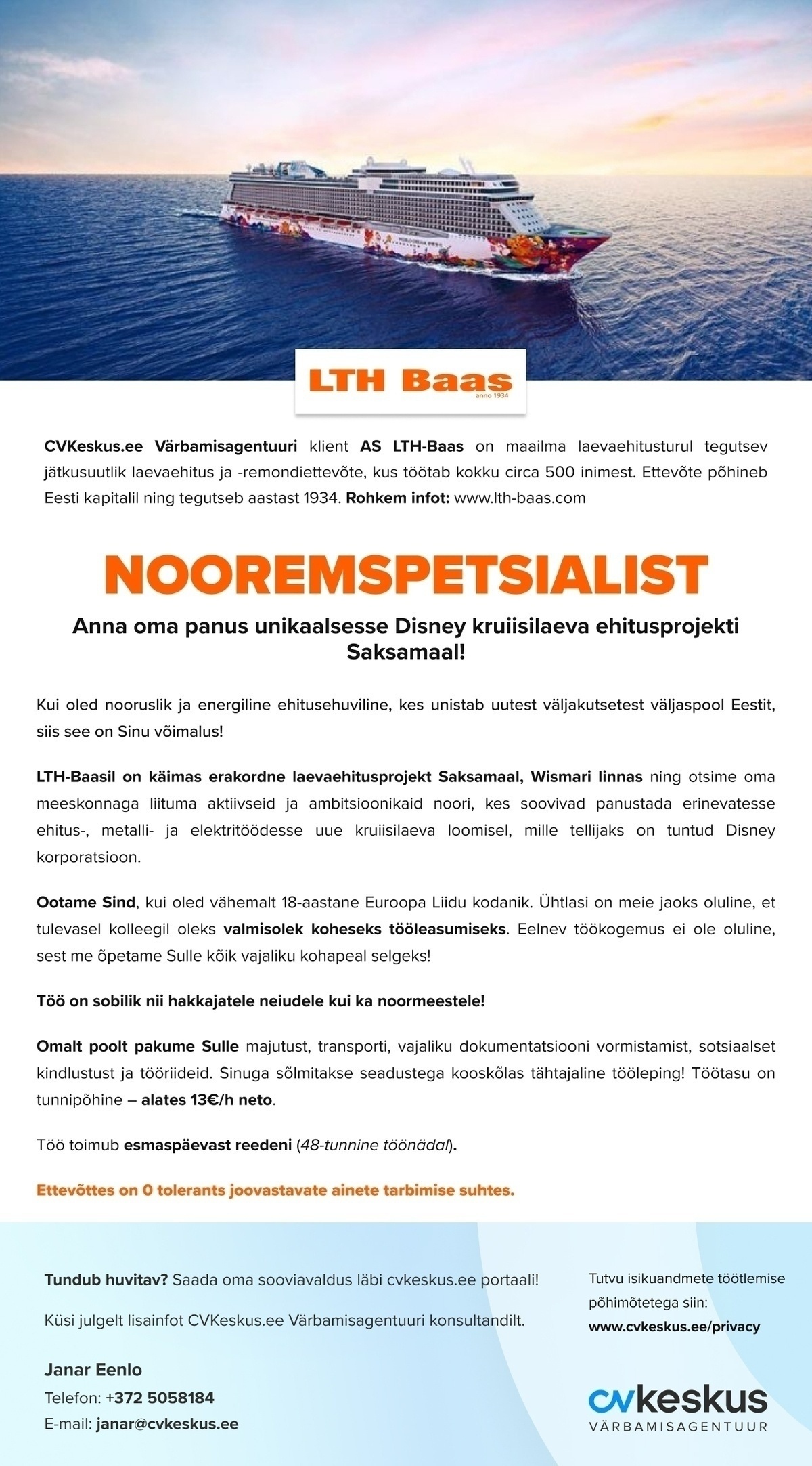 AS LTH-Baas NOOREMSPETSIALIST LAEVATEHASESSE