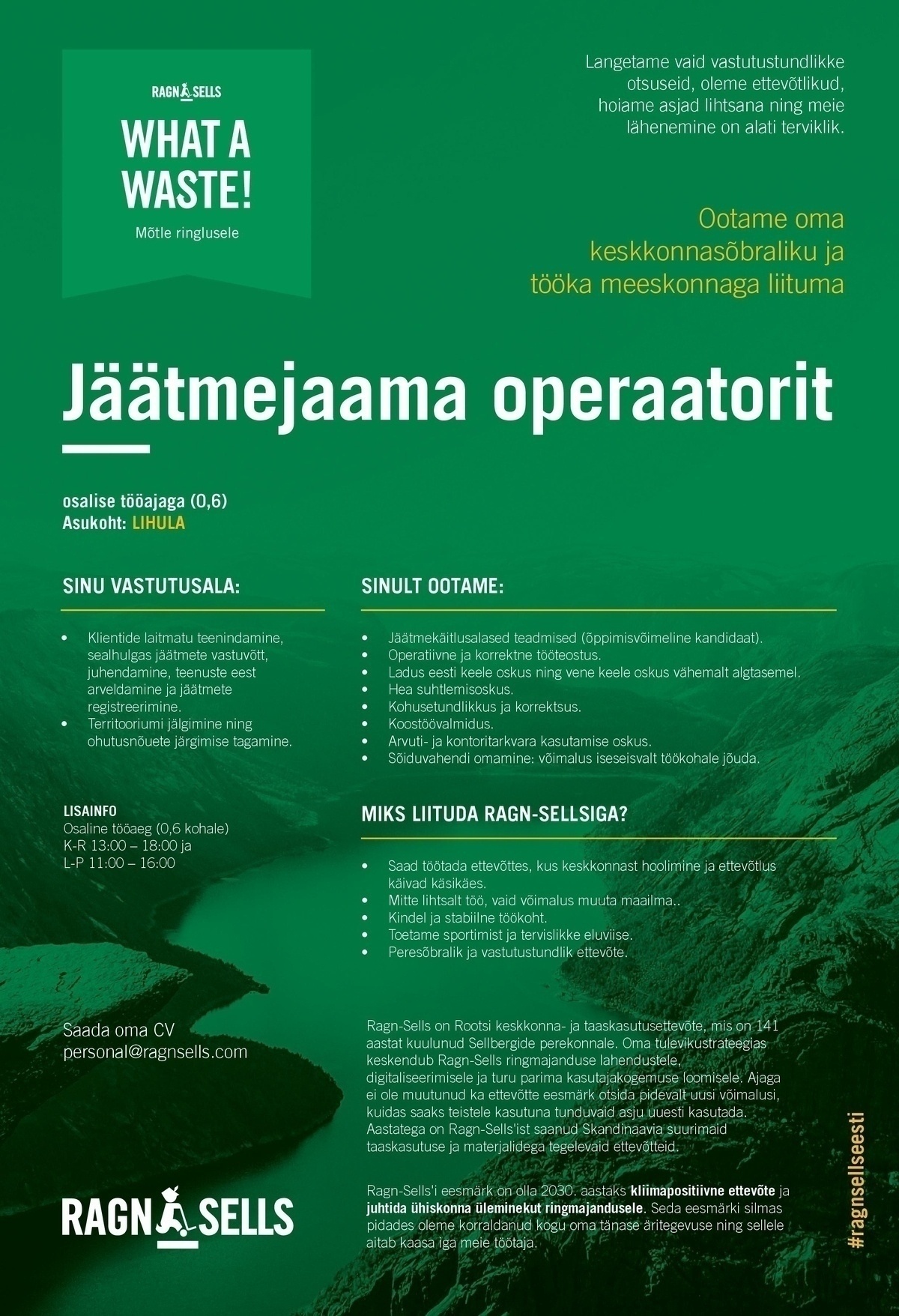 Ragn-Sells AS Jäätmejaama operaator (Lihula)